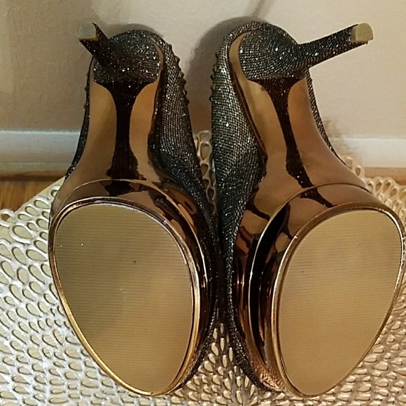 Fever London Bronze Metallic and Gold Stilettos - Picture 6 of 10